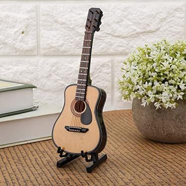 Imagem de Modelo de Guitarra Em Miniatura de Madeira, Decoração Artesanal para Decoração de Mesa de Escritório Doméstico (16cm)