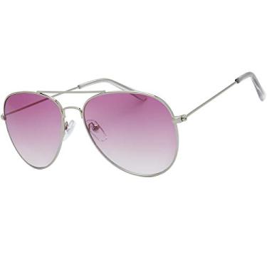 Imagem de The Fresh Óculos de sol aviador clássico armação de metal com lente espelhada com caixa de presente, 27 - prata, 60 mm