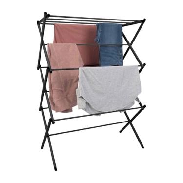 Imagem de Lavish Home Escorredor de roupas - Estante de secagem para uso interno/externo com capacidade de peso de 16 kg - Estantes de secagem dobráveis para lavanderia (preto)