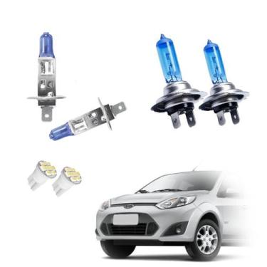 Imagem de Kit de Lâmpadas Halógena Super Branca H7 H1 Farol Baixo e Alto Fiesta 