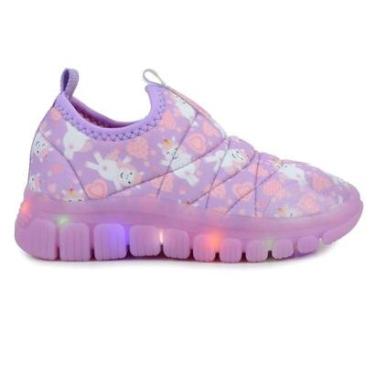 Imagem de Tênis Infantil Feminino Novopé Unicórnio Rosa com LED - 3654-Feminino