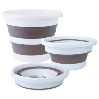 Imagem de Balde Retrátil/Dobrável 12L  Branco com Cinza - Nobre - Goedert Group