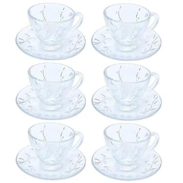 Imagem de Jogo Com 6 Xícaras Com Pires 220ml Para Chá Transparente - Eco, Lily