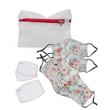 Imagem de Mundi Conjunto de máscaras faciais unissex infantil Mommy and Me Daddy Me com bolsa de malha lavável e polaina, Mommy Me (diversão floral), tamanho único EUA