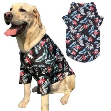 Imagem de Camiseta polo com estampa de folhas pretas para cães estilo praia respirável e legal roupas de verão para cães meninos meninas (GG, preto)