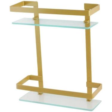 Imagem de Suporte P/ Shampoo Porta Shampoo Reto Dourado Prateleira Duplo - Ictus