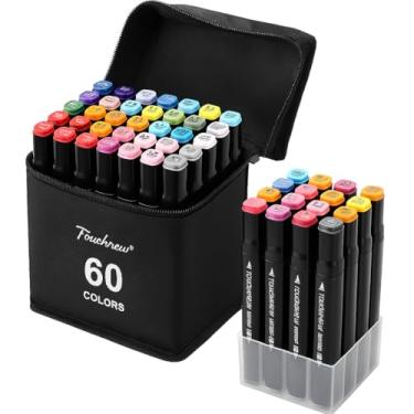 Imagem de Canetinha Touch 60 Cores – Kit Profissional com Estojo de Marcadores Dupla Ponta e Tampa Codificada | Marcador Permanente Para Crianças e Adultos – Ideal para Colorir, Pintar, Esboçar e Lettering