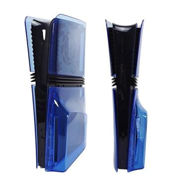 Imagem de Capa de console transparente para PS5 Pro Disc Edition placa frontal rígida transparente protetor de console acessórios (azul translúcido)