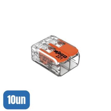 Imagem de 10 Conectores Automáticos Até 6,0MM 2 Polos 41A 221-612 - Wago