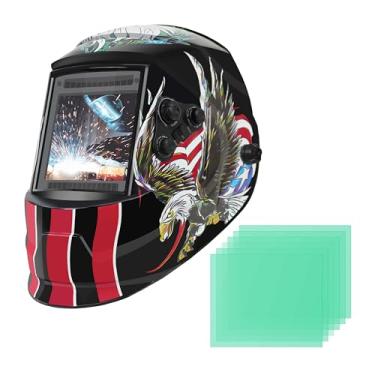 Imagem de GOL-SIV Capacete de soldagem de escurecimento automático - tela de visualização grande de cor verdadeira 4 × 4 - Máscara de solda solar e bateria 4 Sombra ajustável com sensor 9/9-13 capô de soldador
