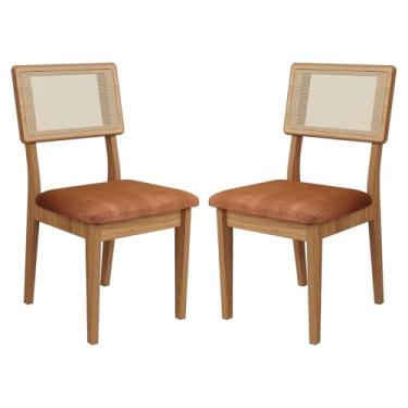 Imagem de Kit 2 Cadeiras em Mdf Freijó Estofado Vermelho Veronese Encosto com Tela Dalla Costa