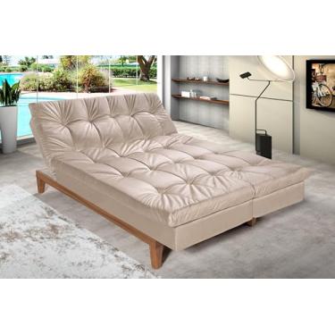 Imagem de Sofá Cama Versátil Reclinável 3 Lugares 5 Posições Casal Premium Madero Suede Casa Imperial (AREIA 376)