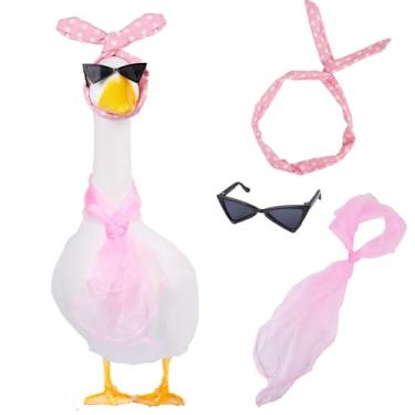 Imagem de kedaijin Conjunto de 3 peças de ganso de varanda para fantasia de ganso de gramado de plástico de cimento 50 anos 50 para cosplay, festa, pátio, quintal, gramado (rosa)