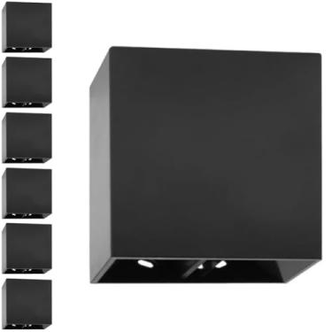 Imagem de Kit 7x Arandela Slim Preta Externa Facho Duplo Ajustável Led 4w 3000K IP67 Branco Quente Bivolt