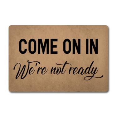 Imagem de Capacho engraçado de boas-vindas (23,6 x 39,9 cm) tapete de porta de presente antiderrapante de borracha antiderrapante para aquecimento de casa entrada externa (entre, não lemos)