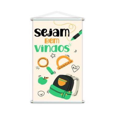 Imagem de Sejam Bem Vindos Mochila Banner Escolar Pedagógico Grande - PlimShop