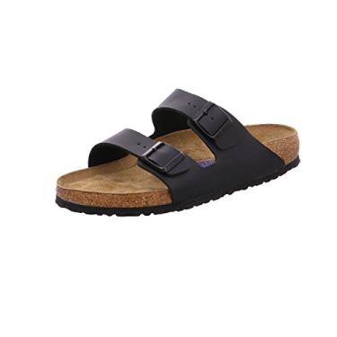 Imagem de Birkenstock Sandália masculina Arizona de couro macio Amalfi, Birko-flor preta, 6-6.5 Narrow