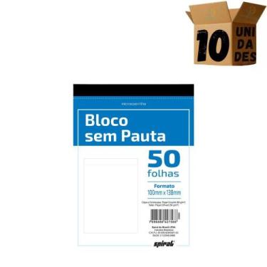 Imagem de Kit 10 Blocos anotação Sem pauta 100x138 serrilhado 50 Folhas Spiral