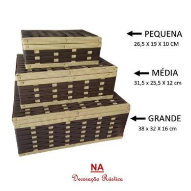 Imagem de 3 Maleta baú bauzinho cesta cestinha caixa caixinha com tampa fibra si