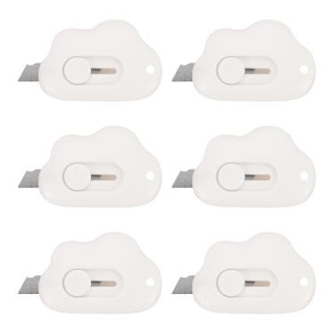 Imagem de PATIKIL Cortadores de caixa, 6 peças, abridor de cartas retrátil em forma de nuvem, pequeno abridor de envelope para corte de papel de abertura de envelope faça você mesmo, branco (6 x 4 cm)