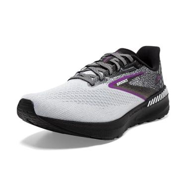Imagem de Brooks Tênis de corrida feminino Launch GTS 10, Preto/Branco/Violeta, 7.5 Wide