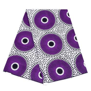 Imagem de ANNINGWAX Tecido africano 100% algodão Ankara Wax Print Tecido 6 jardas pano para vestido de festa