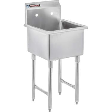 Imagem de DuraSteel Pia utilitária de aço inoxidável comercial 304 - Pia de cozinha independente de 45 cm - Estação de lavagem à mão NSF para pias de cozinha, ao ar livre, lavanderia, garagem, pequena cozinha