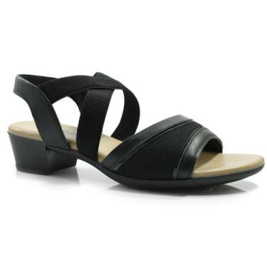 Imagem de Sandália de Couro e Salto Bloco Feminina Usaflex, Preto, 37