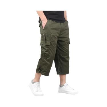 Imagem de Bermuda Cargo Masculina Tamanho Grande Verão Casual Cintura Elástica P