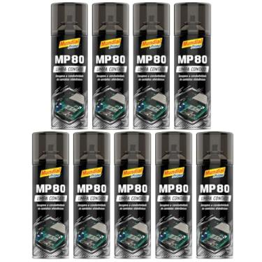 Imagem de Kit 9 Limpa Contato Elétrico Spray 300ml Mundial Prime MP80 Aeroflex – Remove Oxidação, Poeira e Garante Melhor Contato em Componentes Elétricos