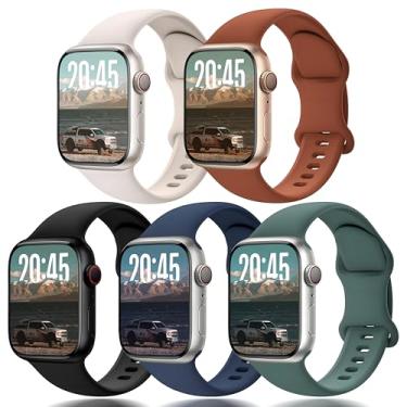 Imagem de Pulseira para Apple Watch Series 11 10 9 8 7 6 5 4 3 2 1 SE Ultra, para iWatch 42mm(Series 3 2 1) 44mm 45mm 46mm 49mm, pulseira esportiva de silicone à prova d'água para homens mulheres, 5 Pacote