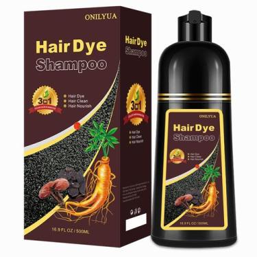 Imagem de Shampoo de tintura de cabelo Agthyuve 3 em 1, café, 500 ml, cobertura 