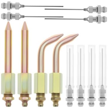 Imagem de Kit de ponta de agulha de graxa de 12 peças – Bocais curvados e retos, serve para botas de borracha, juntas esféricas e buchas – Acoplador adaptador injetor para áreas apertadas e difíceis de alcançar