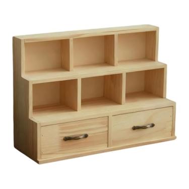Imagem de AFXGUSD Armário de Armazenamento de Madeira, Organizador de Mesa, Caixa de Joias, Versátil, com Gavetas, Compartimento para Quarto, Espaço de Trabalho, 2 Gavetas, Tamanho real