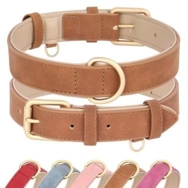 Imagem de Coleira de cachorro Didog de couro macio acolchoado para cães médios m