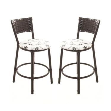 Imagem de KIT 2 Banquetas Baixa Encapada Junco CAFÉ Area Gourmet - ESPAÇO JUNCO,