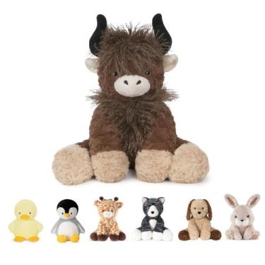 Imagem de Pelúcia pesada Niuniu Daddy 14" Highland Cow de 1,5 kg