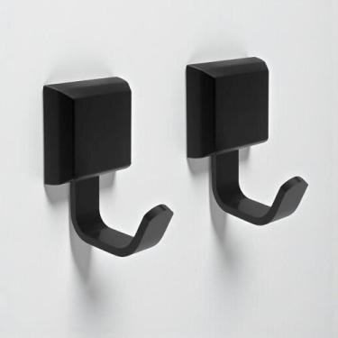 Imagem de Suporte 2 Unid Cabide Cabideiro Gancho Preto - CasaH
