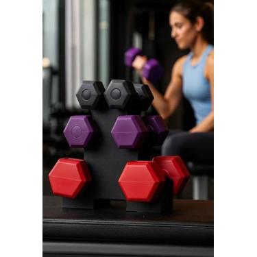 Imagem de Kits De Halter Par De 1 Kg A 3 Kg Com Suporte Treino Em Casa - FITTVIV