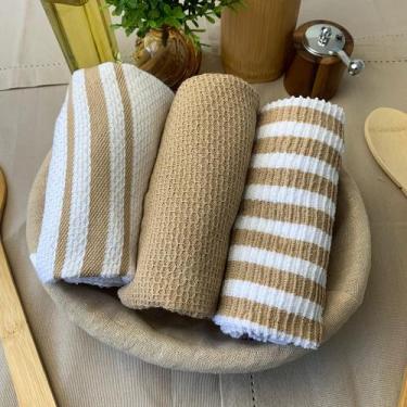 Imagem de Kit 3 Pano de Prato Copa Cozinha Absorvente Atoalhado Fiu Bg - IDEALIZ