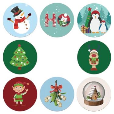 Imagem de 500 adesivos de Natal de 3,8 cm Feliz Natal fofo adesivo impermeável para embalagem de presente de Natal, cartões, envelopes, sacolas de brindes, caixa de lembrancinhas de presente, decorações de
