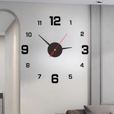 Imagem de Relógio de parede 3D DIY espelho relógio criativo acrílico adesivos de parede decoração de sala de estar agulha de quartzo (preto digital)