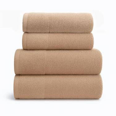 Imagem de Jogo de Toalhas de Banho Gigantes e Macias 4 Peças 100% Algodão Super Luxo – Alta Absorção e Conforto Premium (Bege)