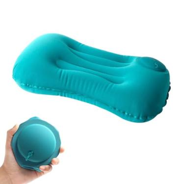 Imagem de Almofadas de acampamento pressionadas e infladas, usadas para suporte lombar e pescoço, adequadas para acampamento, caminhada, escritório, carro, avião - 43 x 28 cm