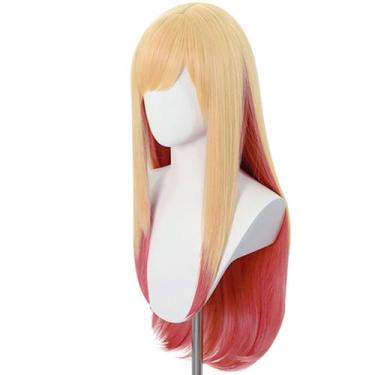 Imagem de Peruca de cosplay de anime longa reta, gradiente, loira a rosa - yiwei