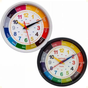 Imagem de 2X Relógio De Parede Educativo Didático Infantil E Aprendiza