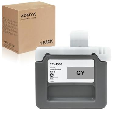 Imagem de Aomya Cartucho de tinta 330ML PFI-1300 GY compatível com tanque de tinta pigmentada Can PFI-1300 para impressora imagePROGRAF PRO-2000 PRO-2100 PRO-4000S PRO-4100 PRO-6000S PRO-6100 (cinza 0817C001AA)