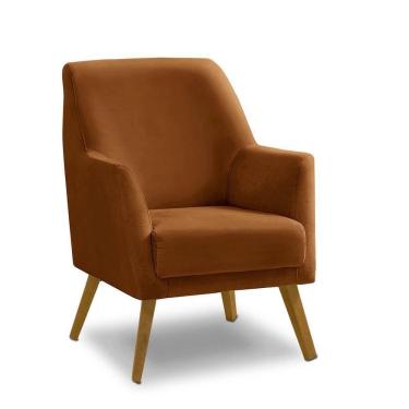 Imagem de Poltrona Decorativa Retrô Recepção Magali Lisa Veludo Laranjado Lansofbr