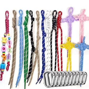 Imagem de ROPIKIS Chaveiro Paracord 20 peças chaveiro de corda e 10 mosquetões | 4 estilos cobra, romano, bola, nós de segurança | 28 cm de comprimento para contas, fabricação de pulseiras, pingentes de bolsa