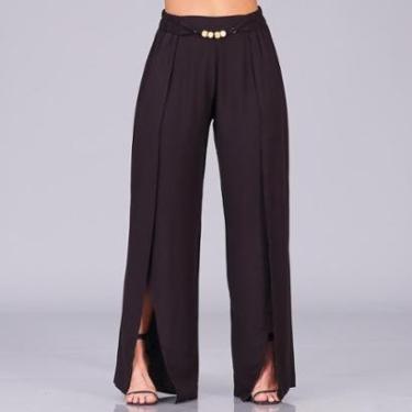Imagem de Calça Pantalona com Fenda na Frente BBonnie Paola Preta-Feminino